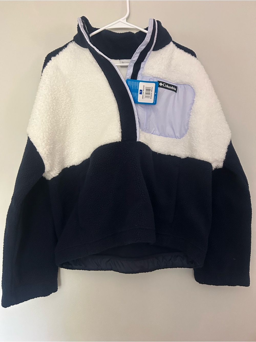 Columbia Navy, White & Light Lavender Colorblock Sherpa Pullover